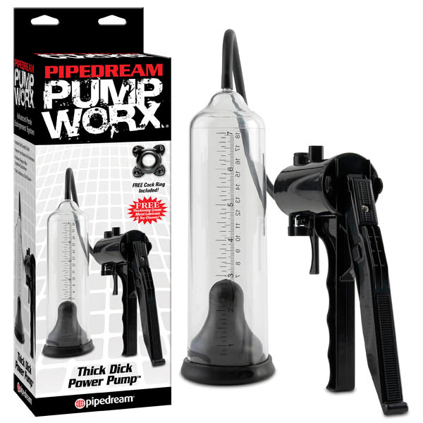 Pump Worx Thick Dick Power Pump - Black/Clear Penis Pump