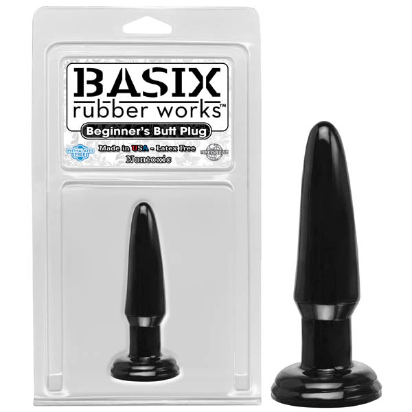 Basix Rubber Works Beginner's Butt Plug - Black 9.5 cm (3.75'') Butt Plug
