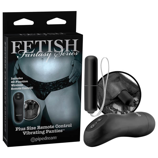 Limited Edition Plus Size Remote Control Vibrating Panties - Black Product View