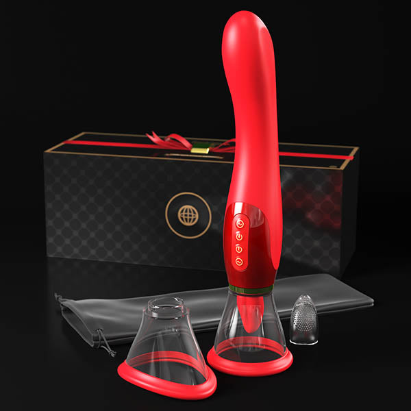 Fantasy For Her Ultimate Pleasure - Red/Gold USB Rechargeable Sucking & Flicking Stimulator