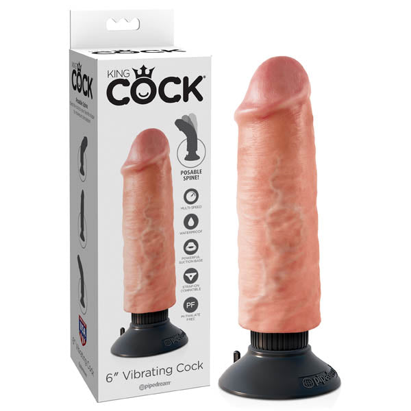 King Cock 6'' Vibrating Cock - Flesh 15.2 cm Vibrating Dong