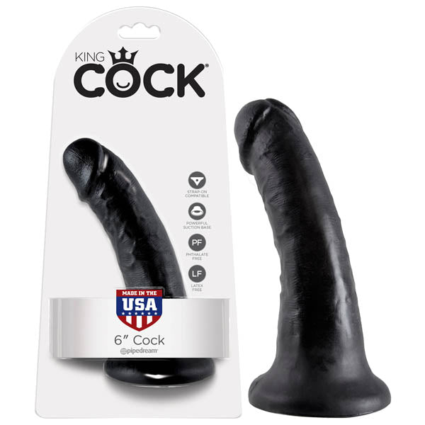 King Cock 6'' Cock - Black 15.2 cm (6'') Dong)