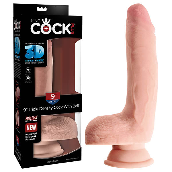 King Cock Plus 9'' Triple Density Cock with Balls - Flesh 22.9 cm Dong