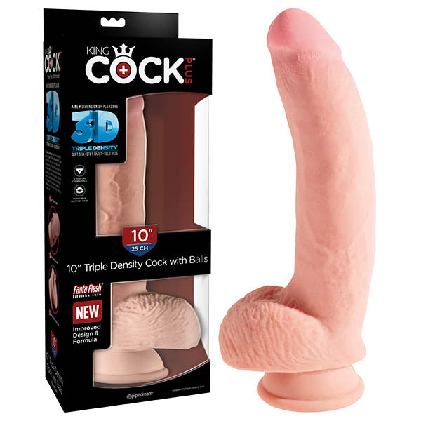 King Cock Plus 10'' Triple Density Cock with Balls - Flesh 25 cm Dong