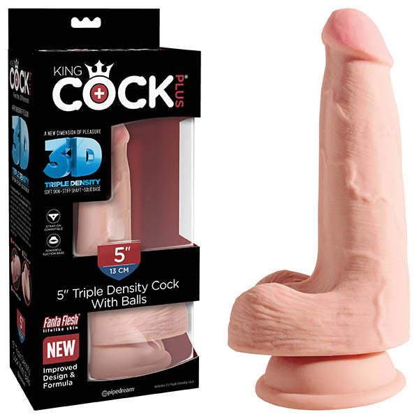 King Cock Plus 5'' Triple Density Cock with Balls - Flesh 12.7  Dong