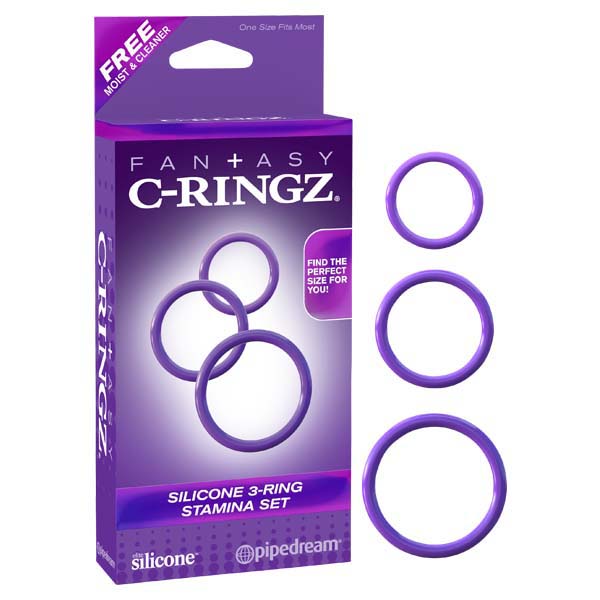 Fantasy C-Ringz Silicone 3-Ring Stamina Set - Purple Cock Rings - Set of 3