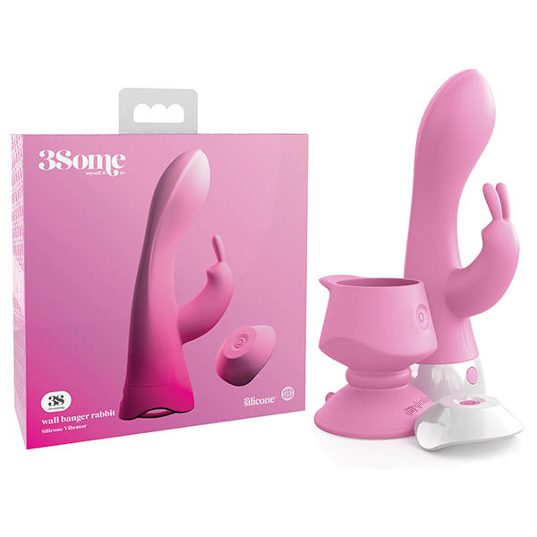 3Some Wall Banger Rabbit - Pink USB Rechargeable Rabbit Vibrator with Wireless Remote