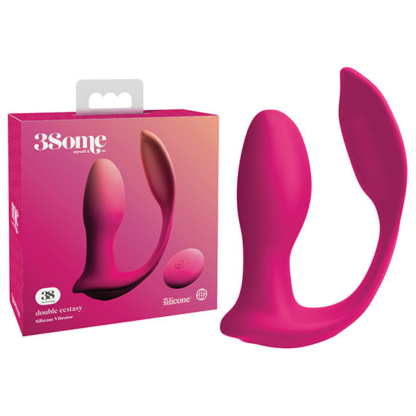 3Some Double Ecstasy - Pink USB Rechargeable Stimulator with Wireless Remote