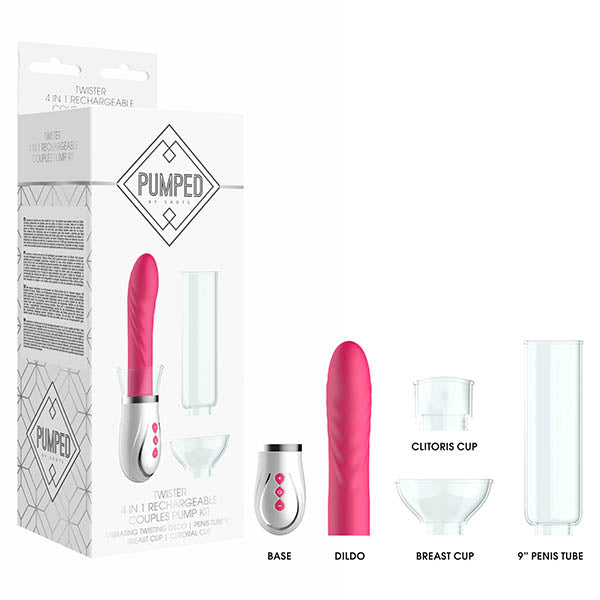 Pumped Twister - Pink 4-in-1 Rechargeable Couples Pump Kit