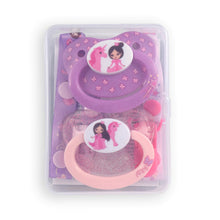 Load image into Gallery viewer, Rearz Princess Pink Pacifier and Clip 2 Pack in Case
