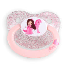 Load image into Gallery viewer, Rearz Princess Pink Pacifier and Clip 2 Pack Sparkle Front
