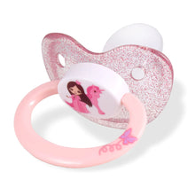 Load image into Gallery viewer, Rearz Princess Pink Pacifier and Clip 2 Pack Sparkle Side

