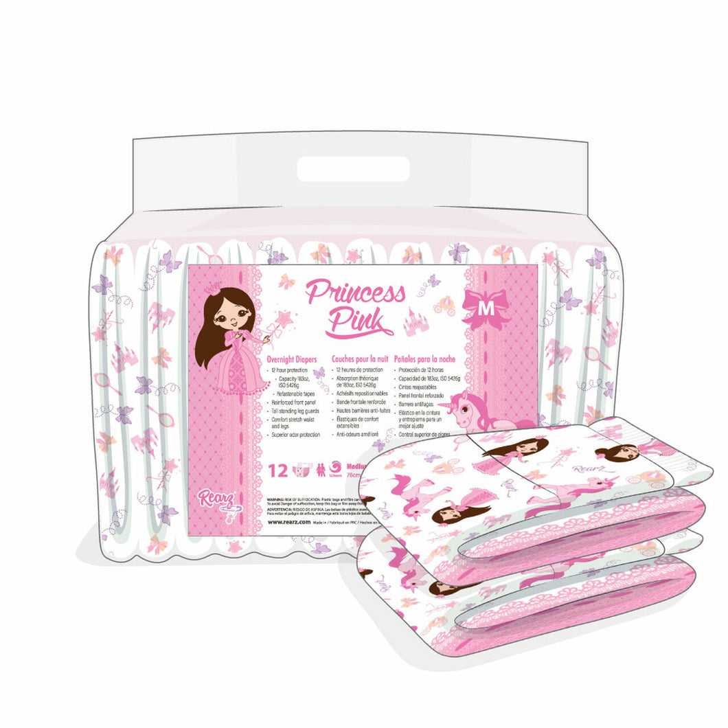 Rearz Princess Pink Nighttime Adult Diaper - 10/12 Pack