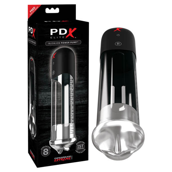 PDX Elite Blowjob Power Pump Black Powered Penis Pump with Mouth Stroker Sleeve Product Image