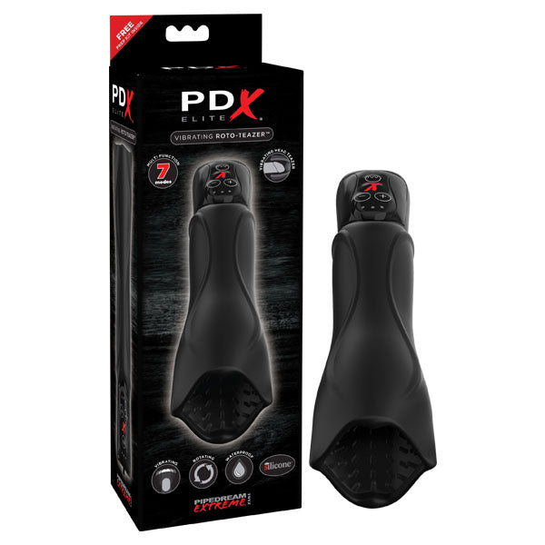 PDX Elite Vibrating Roto-Teazer Black Vibrating Masturbator Product Image