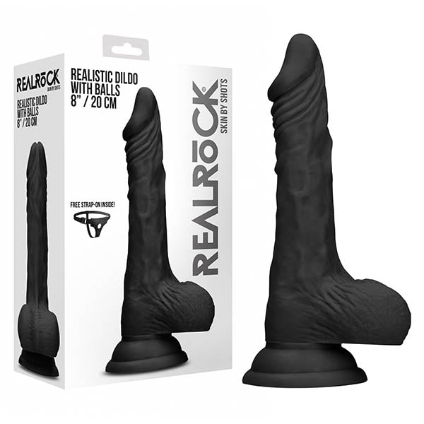 RealRock 8'' Realistic Dildo With Balls - Black 20.3 cm Dong