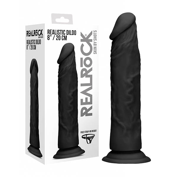 RealRock 8'' Realistic Dildo - Black 20.3 cm Dong