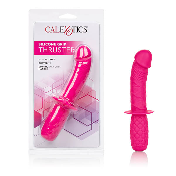Playful Silicone Grip Thruster - Pink 11.5 cm Dong with Handle