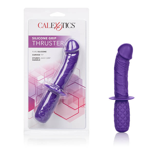 Playful Silicone Grip Thruster - Purple 11.5 cm Dong with Handle
