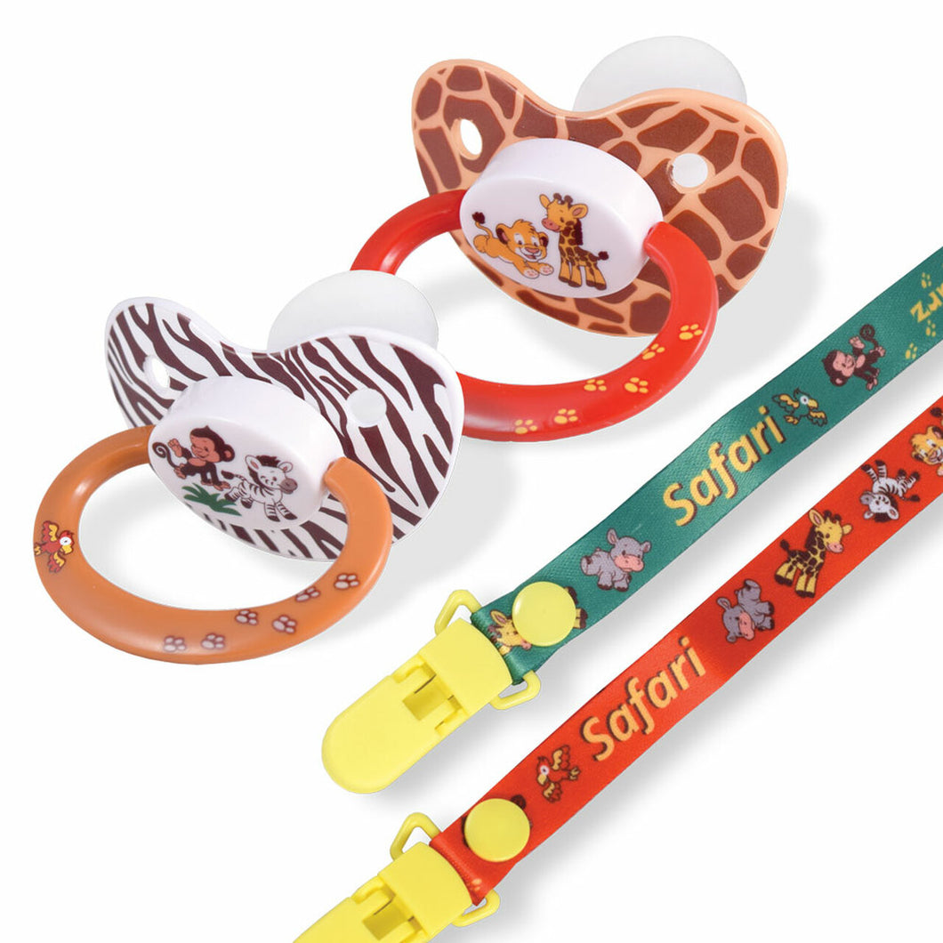 Rearz Safari Pacifier and Clip 2 Pack