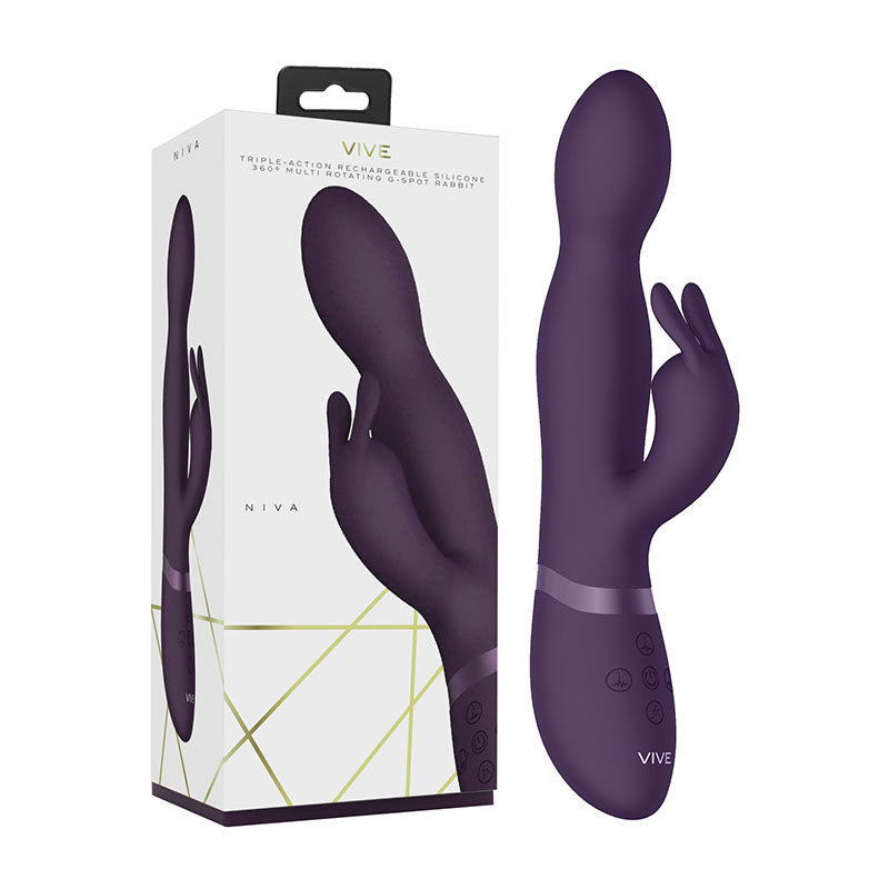 Vive Niva - Purple 21.5 cm USB Rechargeable Rabbit Vibrator