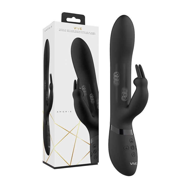 Vive Amoris - Black 23 cm USB Rechargeable Rabbit Vibrator