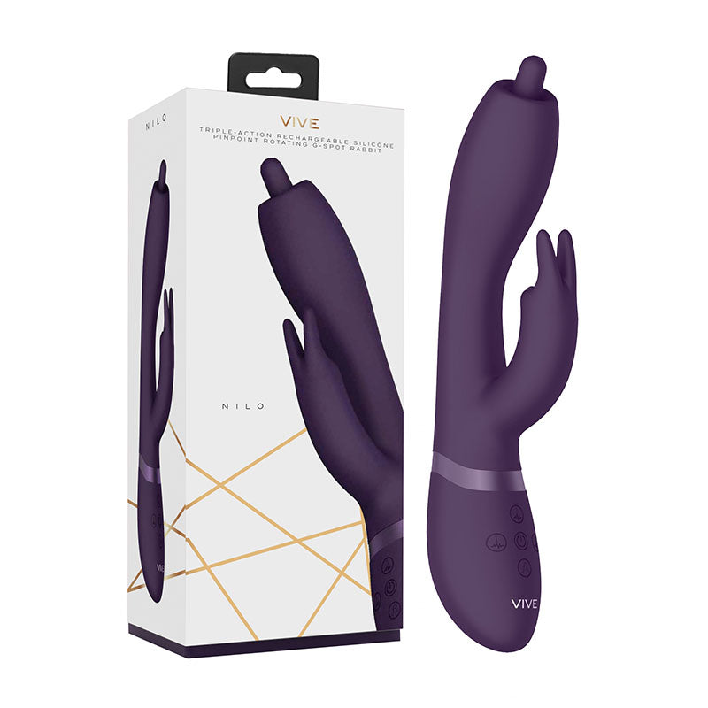 Vive Nilo - Purple 22 cm USB Rechargeable Rabbit Vibrator with Swirling Tip