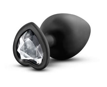 Load image into Gallery viewer, Temptasia Bling Plug - Small - Black 7.6 cm (3&#39;&#39;) Small Butt Plug with Heart Jewel
