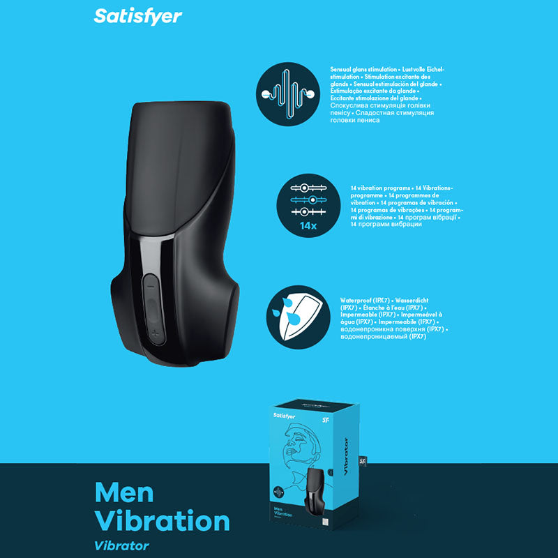 Satisfyer Men Vibration - Black USB Rechargeable Masturbator