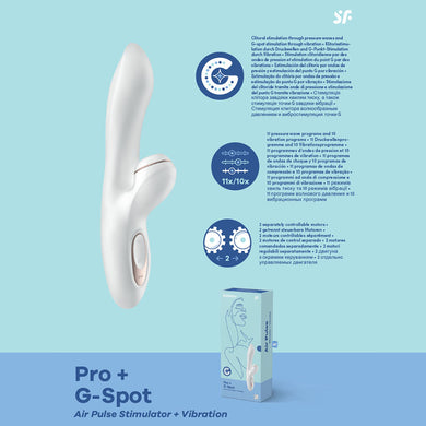 Satisfyer Pro + G-Spot - White 22 cm USB Rechargeable Rabbit Vibrator with Touch-Free Clitoral Stimulator Product View