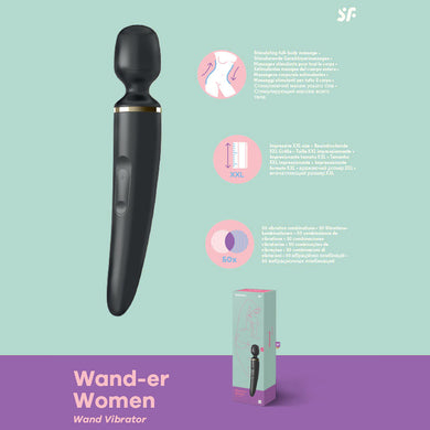 Satisfyer Wand-er Woman - Black USB Rechargeable Massager Wand Product View