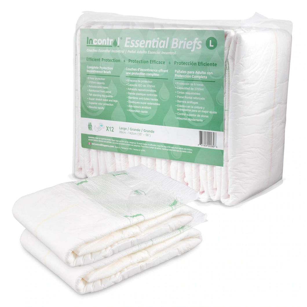 InControl Essential Incontinence Diapers - 12 Pack