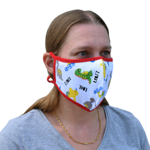 Load image into Gallery viewer, Dinosaur Washable Masks With Ties - 2 Pack Female Wearer
