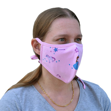 Princess Pink Washable Mask With Ties - 2 Pack Female Wearer