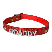 Load image into Gallery viewer, Daddy Dom DDLG - ABDL Leather Collar Ruby Red
